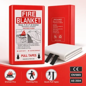 0.43mm Fiberglass Fire Blanket 1.2*1.2m PVC Case CE EN1869 Kitchen Oil Fire Protection