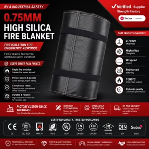 0.75mm Fiberglass Fire Blanket EV Safety Emergency Rescue Equipment