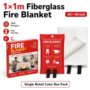 1*1m CE EN1869 Fiberglass Fire Blanket Single Retail Box Pack for Kitchen Oil Fire and Small Fire Protection