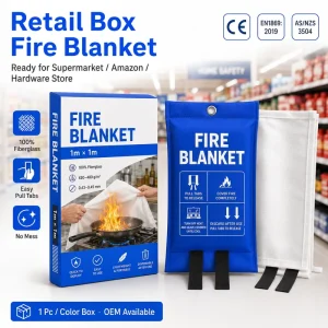 1*1m Fiberglass Fire Blanket Single Retail Box German EPR Packaging Ready for EU Importers