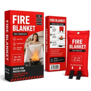 1*1m Fiberglass Fire Safety Blanket Single Pack Color Bo* No Chemical No Mess Kitchen Fire Suppression
