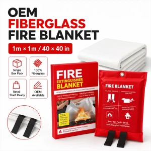 1*1m Fiberglass Kitchen Fire Blanket with Color Box 40*40 Inch Fireproof Emergency Safety Blanket