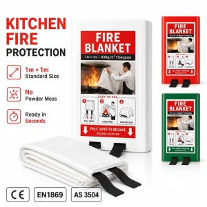 1*1m Fire Blanket PVC Hard Box Fiberglass CE EN1869 Kitchen Fire Safety Emergency Equipment