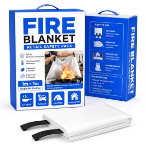 1*1m Fire Blanket Retail Box Pack CE EN1869 Fiberglass Emergency Blanket for Kitchen Grease Fire Protection