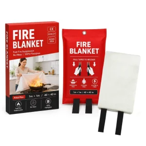 1*1m Fire Blanket Retail Color Bo* Pack 100% Fiberglass Pull Tab Emergency Blanket for Home and Kitchen