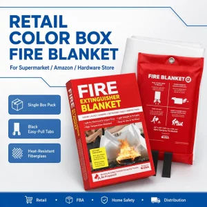 1*1m Fire Suppression Blanket Single Color Box Fiberglass Emergency Blanket for Hardware Store and Distributor