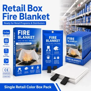 1*1m Kitchen Fire Blanket CE Certified Fiberglass Single Box Pack No Mess Emergency Safety Blanket