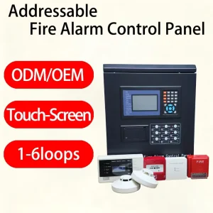 1 Loop Addressable Fire Alarm Control Panel AC90 270V CAN Bus Touchscreen Display CE Certified Wall Mounted OEM Manufacturer