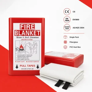 1.2*1.2m Fiberglass Emergency Fire Blanket PVC Case for Kitchen BBQ Camping RV Use