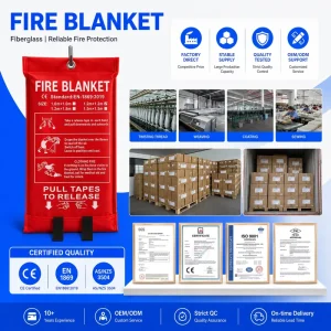 1.2*1.2m Fire Blanket 430g Fiberglass PVC Bag for Supermarket Hardware Safety