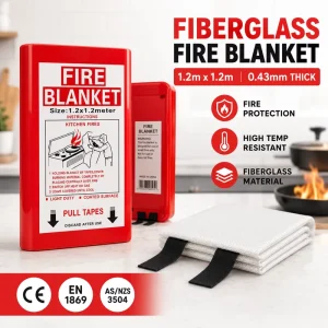 1.2*1.2m Fire Blanket PVC Hard Case OEM Label Fiberglass Kitchen Safety Blanket Supplier