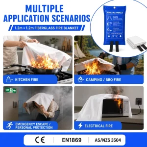 1.2*1.2m PVC Bag Fire Blanket 430gsm Fiberglass for Household Kitchen Oil Fire Emergency