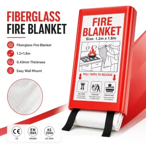 1.2*1.8m Fiberglass Emergency Fire Blanket PVC Case for BBQ RV Caravan Workshop Use