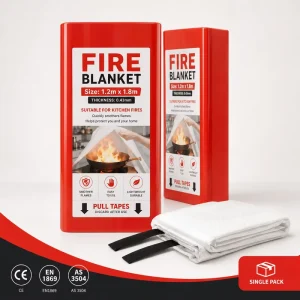 1.2*1.8m PVC Hard Box Fire Blanket 0.43mm Fiberglass for Restaurant Grease Fire Protection