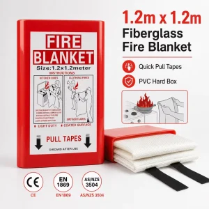 1.2m * 1.2m Fiberglass Fire Blanket PVC Box for Apartment Restaurant Hotel Office Safety