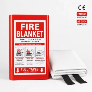 1.2m * 1.2m Fiberglass Fire Blanket PVC Hard Box CE EN1869 Kitchen Fire Safety Single Pack