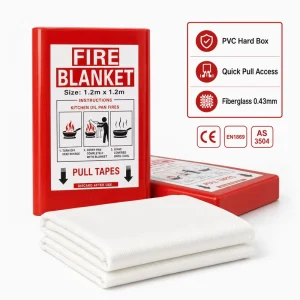 1.2m * 1.2m Fire Blanket PVC Hard Box AS/NZS 3504 Support Fiberglass Factory Supply