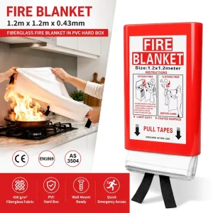 1.2m * 1.2m Fire Blanket PVC Hard Case Fiberglass OEM Private Label Supply