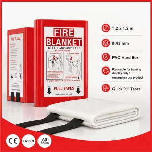 1.2m * 1.2m PVC Box Fire Blanket Fiberglass Fabric CE Compliant Single Pack