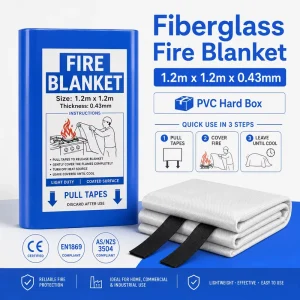 1.2m * 1.2m PVC Hard Box Fiberglass Fire Blanket for RV Caravan Kitchen Safety Supply