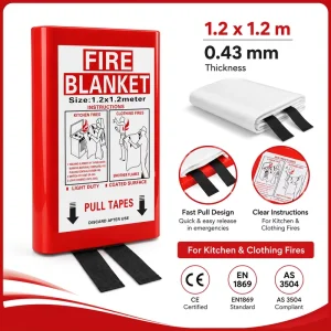 1.2m PVC Hard Box Fire Blanket Wall Mount Fiberglass Cloth Kitchen Safety Product