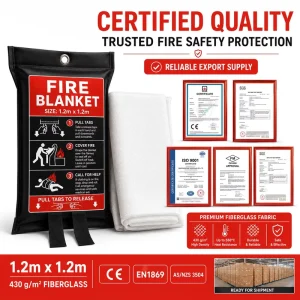 1.2m PVC Pouch Fire Blanket 430gsm Fiberglass for Fire Safety Kits and Emergency Cabinets