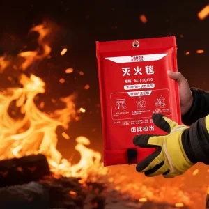 1.5*1.5m Emergency Fireproof Fiberglass Blanket with Bag Easy Operation Portable Home Hotel Fire Escape