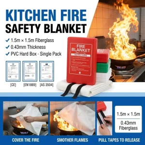 1.5*1.5m PVC Hard Box Fire Blanket CE EN1869 Emergency Safety Equipment