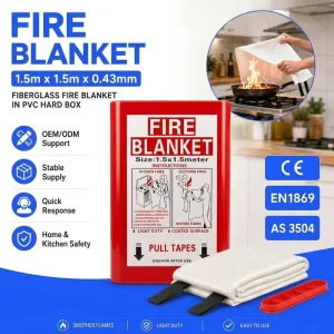1.5m * 1.5m Fiberglass Fire Suppression Blanket PVC Box for Oil Fire and Small Fire Control