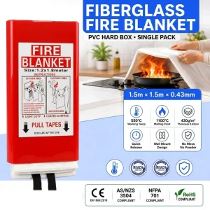 1.5m * 1.5m Fire Blanket Manufacturer PVC Hard Case Fiberglass OEM Private Label Supply