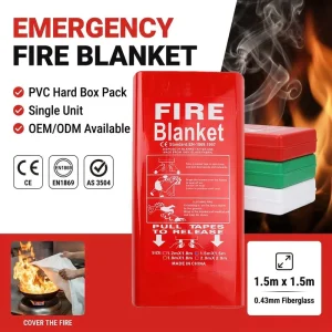 1.5m * 1.5m PVC Hard Box Fiberglass Fire Blanket for Garage Workshop Safety Supply