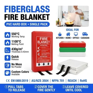 1.5m * 1.5m Single Pack Fire Blanket PVC Hard Box for Commercial Fire Emergency Use