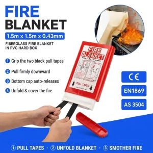1.5m Fire Blanket PVC Hard Case Fiberglass Safety Blanket for Restaurant Hotel Workshop