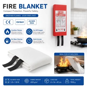 1.8*1.8m Fiberglass Emergency Fire Blanket PVC Case for Garage Workshop Factory Use