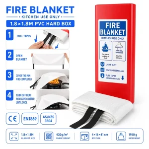 1.8m * 1.8m Fire Blanket PVC Hard Case Fiberglass OEM Private Label Supply