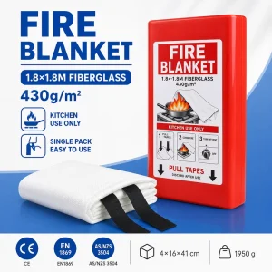 1.8m * 1.8m PVC Hard Box Fire Blanket Quick Release Pull Tabs for Property Safety
