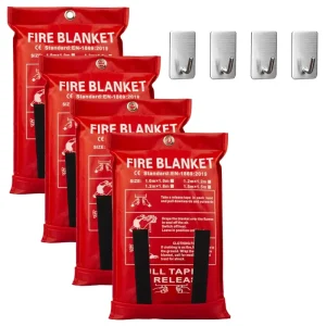100% Fiberglass CE EN 1869 Certified Heat Resistant Fireproof Emergency Blanket 4x4ft White Home Use