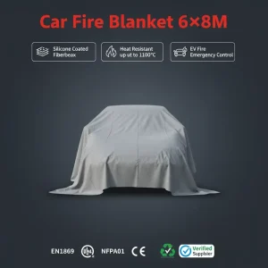 100% Fiberglass +Double-sided Silicone Coating Car Fire Blanket EN13501 Certified for Germany E-Mobility Safety
