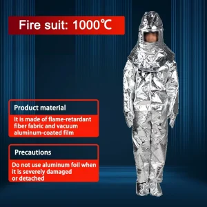 1000C Aluminized Fire Proximity Suit Full Body Protection Waterproof ISO Certified Heat Resistant Fire Suit for Safety