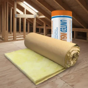 12kg m3 Glass Wool Roll Roof Waterproof Heat Insulation 80mm Kraft Paper Facing Glass Wool Blankets