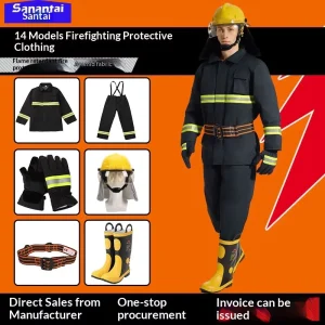 14 Fire Fighting Flame Retardant Combat Protective Clothing Set for Fire Rescue and Power Repair China