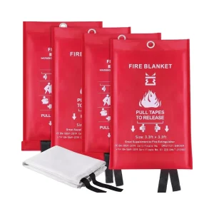 1M X 1M White 100% Polyester Fire Blanket for Home Kitchen & Car Emergency Flame Retardant Fire Survival