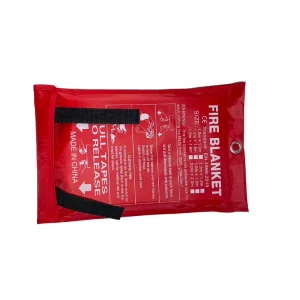 1m*1m 100% Fiberglass 550C Fire Resistant Emergency Fire Blanket 0.3mm Thick Nylon Bag Pack