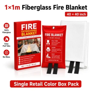 1m * 1m Emergency Fire Blanket Retail Color Bo* Pack Fiberglass Fireproof Blanket for Kitchen and Camping