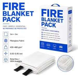 1m * 1m Emergency Fire Blanket Supplier Fiberglass Retail Color Box Pack for Home BBQ RV Garage Safety