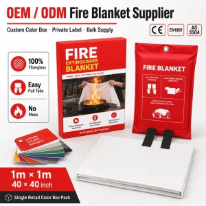 1m * 1m Fiberglass Fire Blanket Custom Color Box Kitchen Emergency Safety Blanket