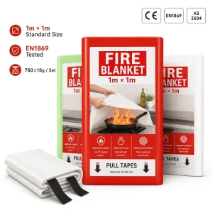 1m * 1m Fiberglass Fire Blanket PVC Hard Box CE EN1869 Kitchen Fire Safety Emergency Use