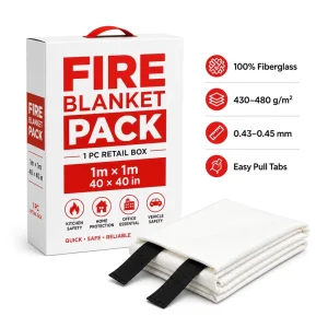 1m * 1m Fiberglass Fire Blanket with Retail Color Bo* 40*40 Inch Kitchen Grease Fire Safety Blanket
