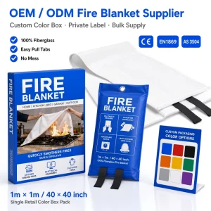 1m * 1m Fire Blanket Fiberglass Color Box Packing Private Label Home Kitchen Fire Safety Product