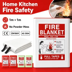 1m * 1m Fire Blanket PVC Hard Box Fiberglass Cloth EN1869 Approved Safety